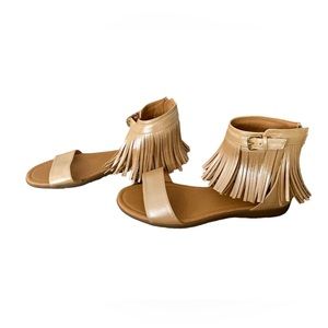 Comfortview Sandals Size 9.5 Tasha Iridescent Fringe Boho Metallic Summer